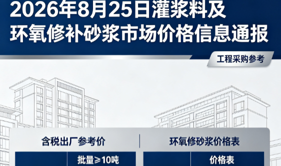 西畴2026年8月25日灌浆料及环氧修补砂浆市场价格信息通报